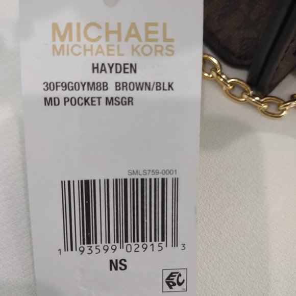 Michael Kors Hayden Brown / Black MD Pocket MSGR- Hard to Find - Picture 3 of 8